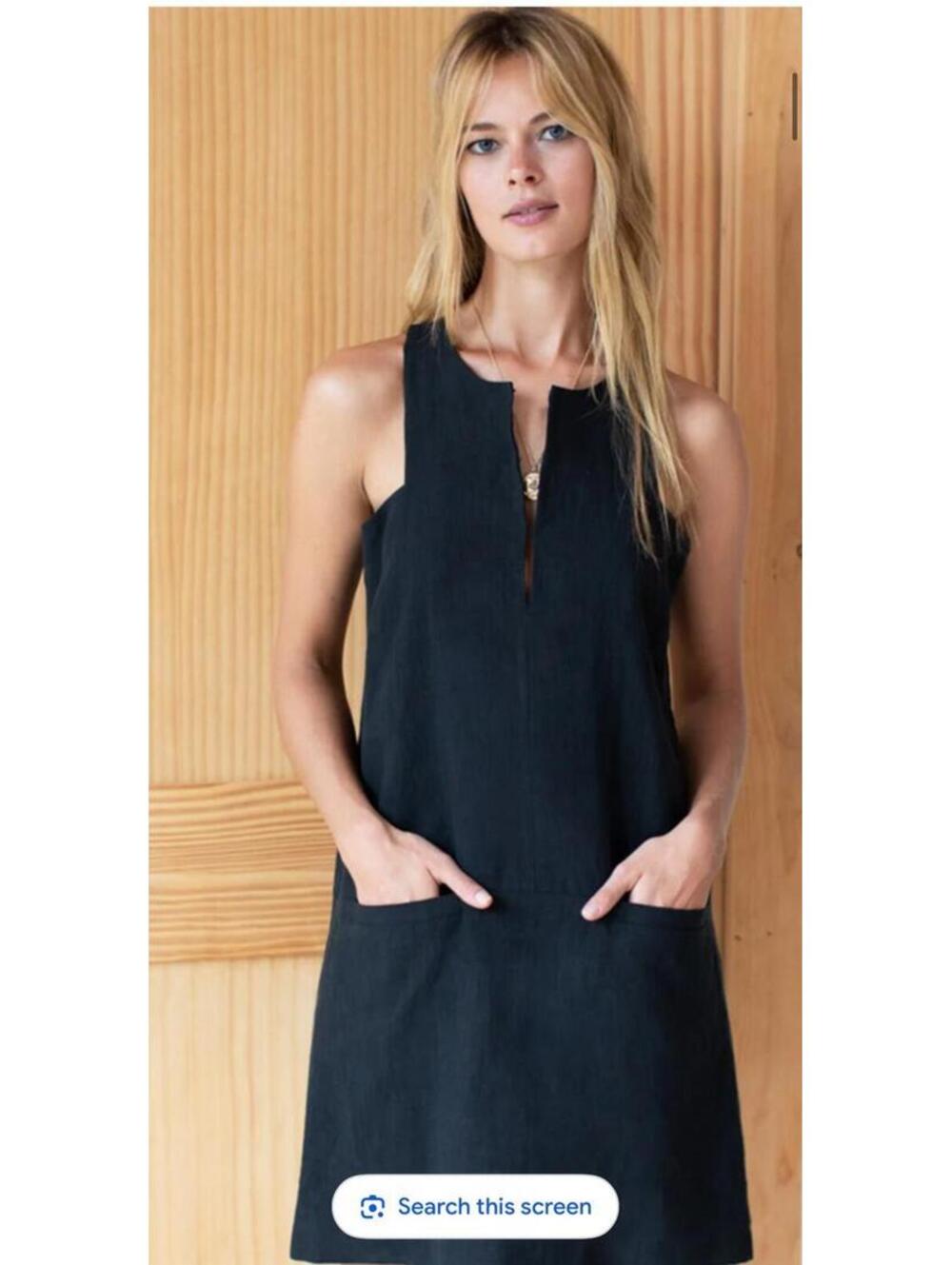 Emerson Fry Tuckernuck A Line Mod Dress W Pockets - Black Linen size L